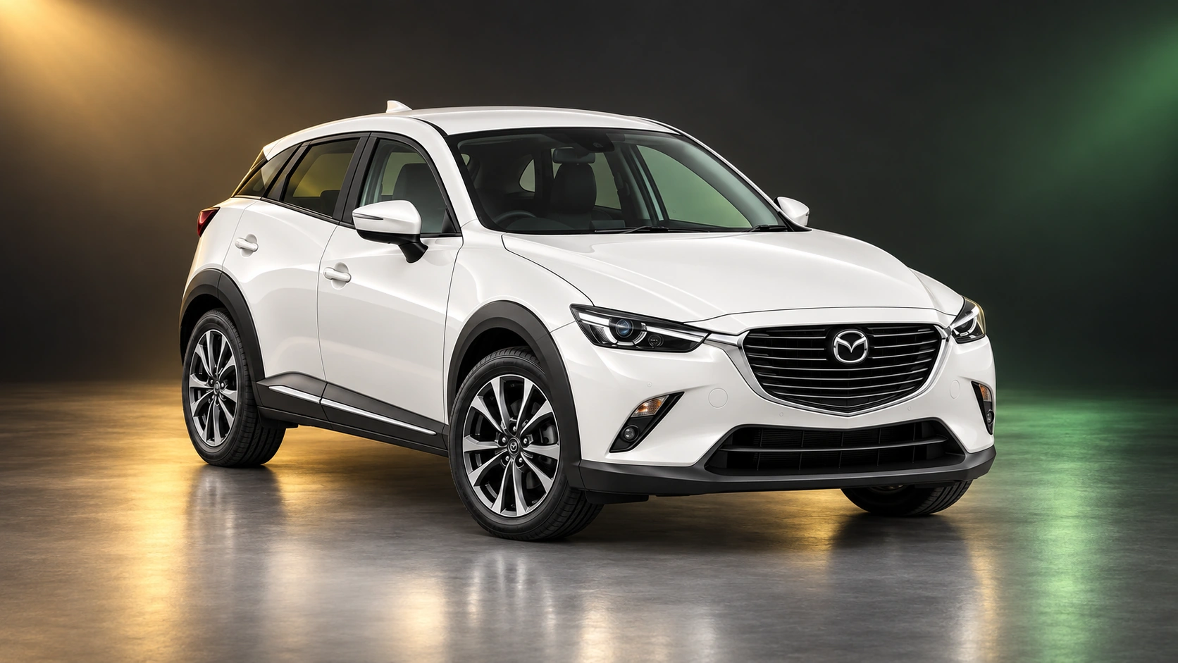 Светлая праворульная Mazda CX-3 первого поколения после последнего рестайлинга