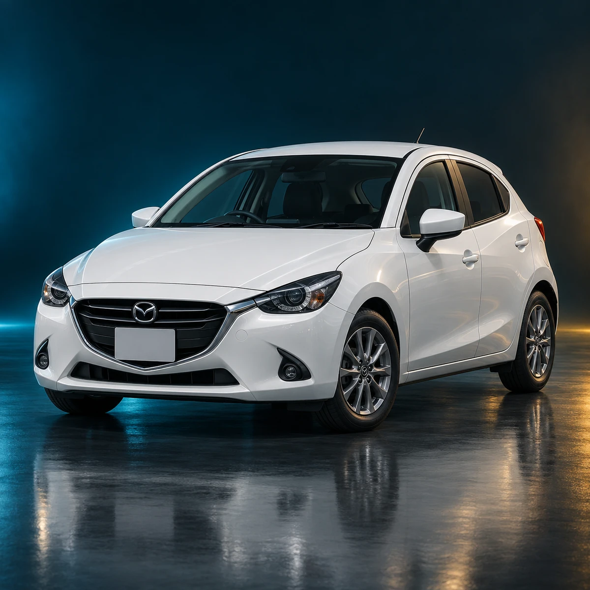 Светлая праворульная Mazda Demio четвёртого поколения после рестайлинга