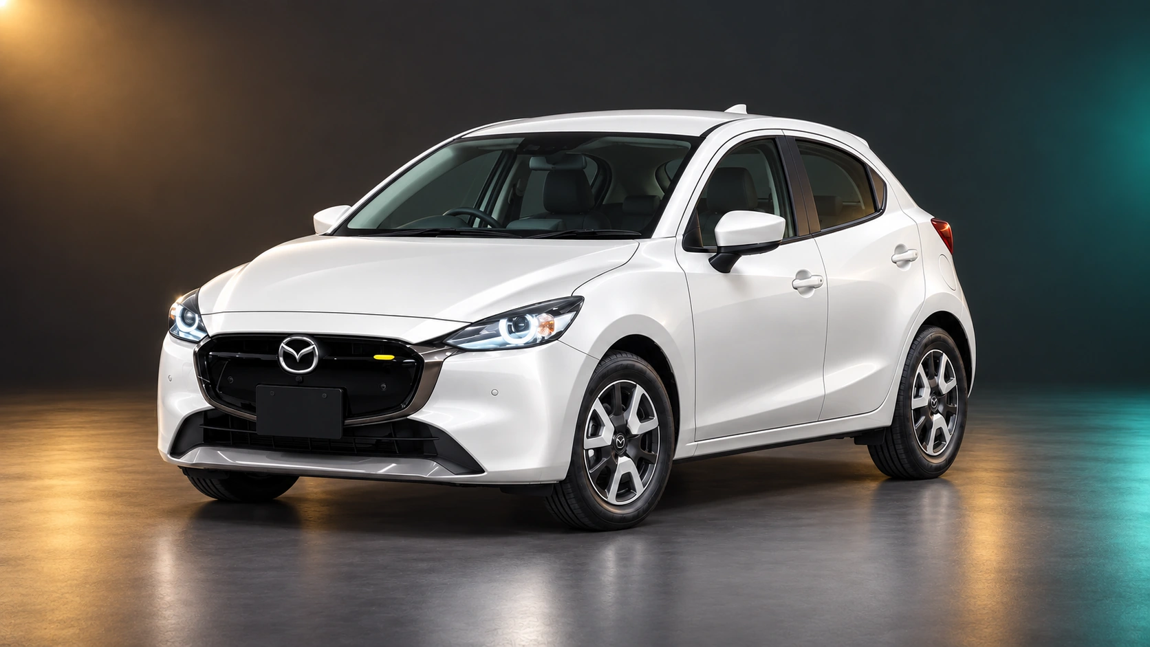 Светлая праворульная Mazda2 поколения DJ после рестайлинга 2023 года