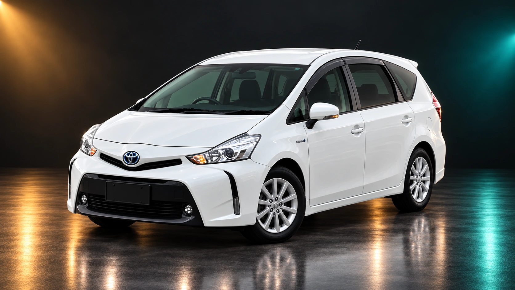 Светлый праворульный Toyota Prius Alpha первого поколения после рестайлинга