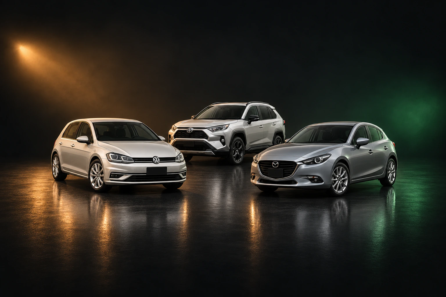 Автомобили для разных поездок: Volkswagen Golf, Toyota RAV4 и Mazda Axela Sport